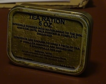 REPRODUCTION WW2 British Army Emergency Tea Ration tin. Contains Tea Milk and Sugar
