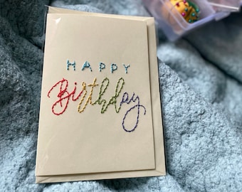 Handmade embroidered Birthday card
