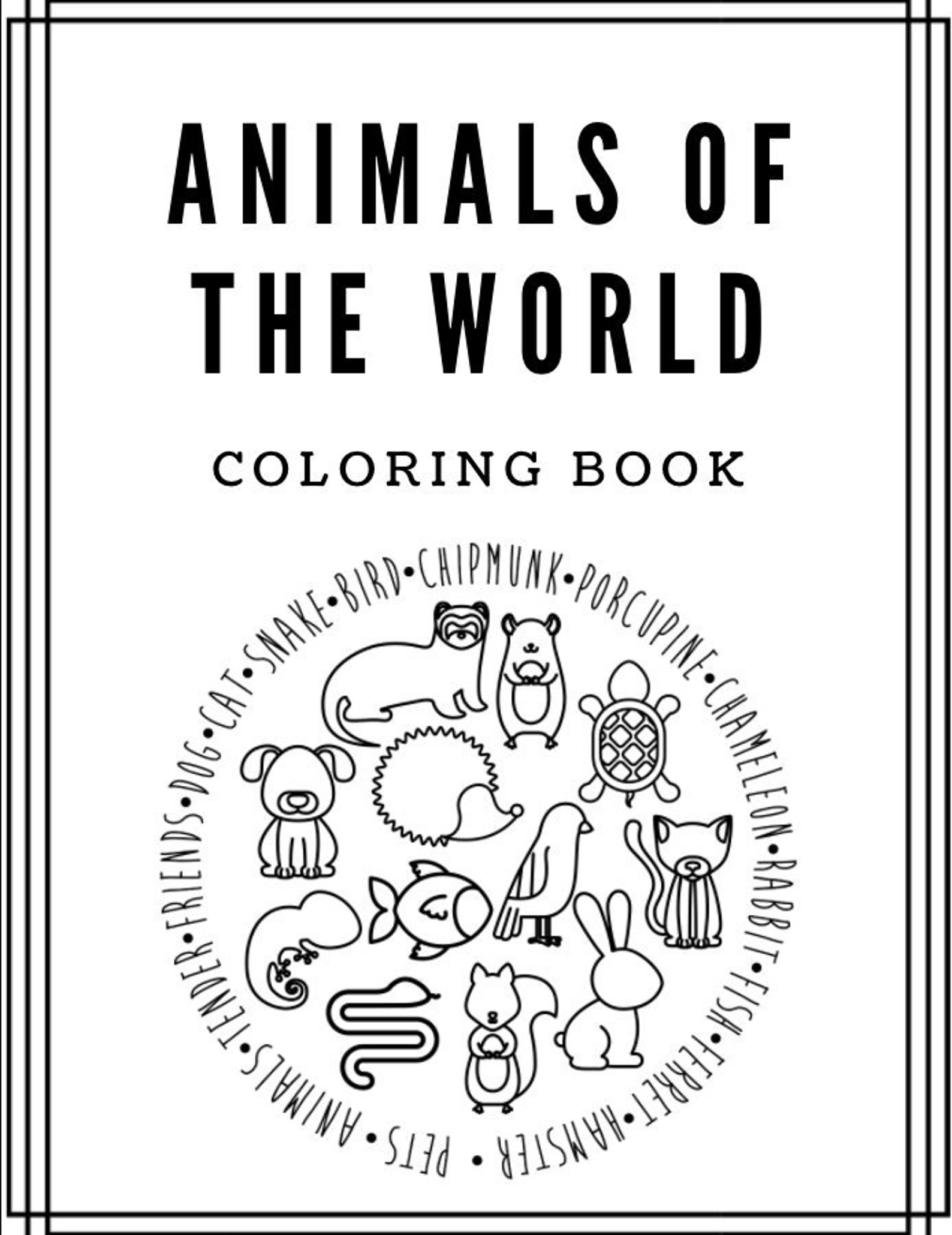 Animals of the World Coloring Books Printouts Etsy