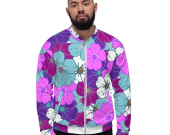 Swedish Floral Pattern Print Men's Bomber Jacket
