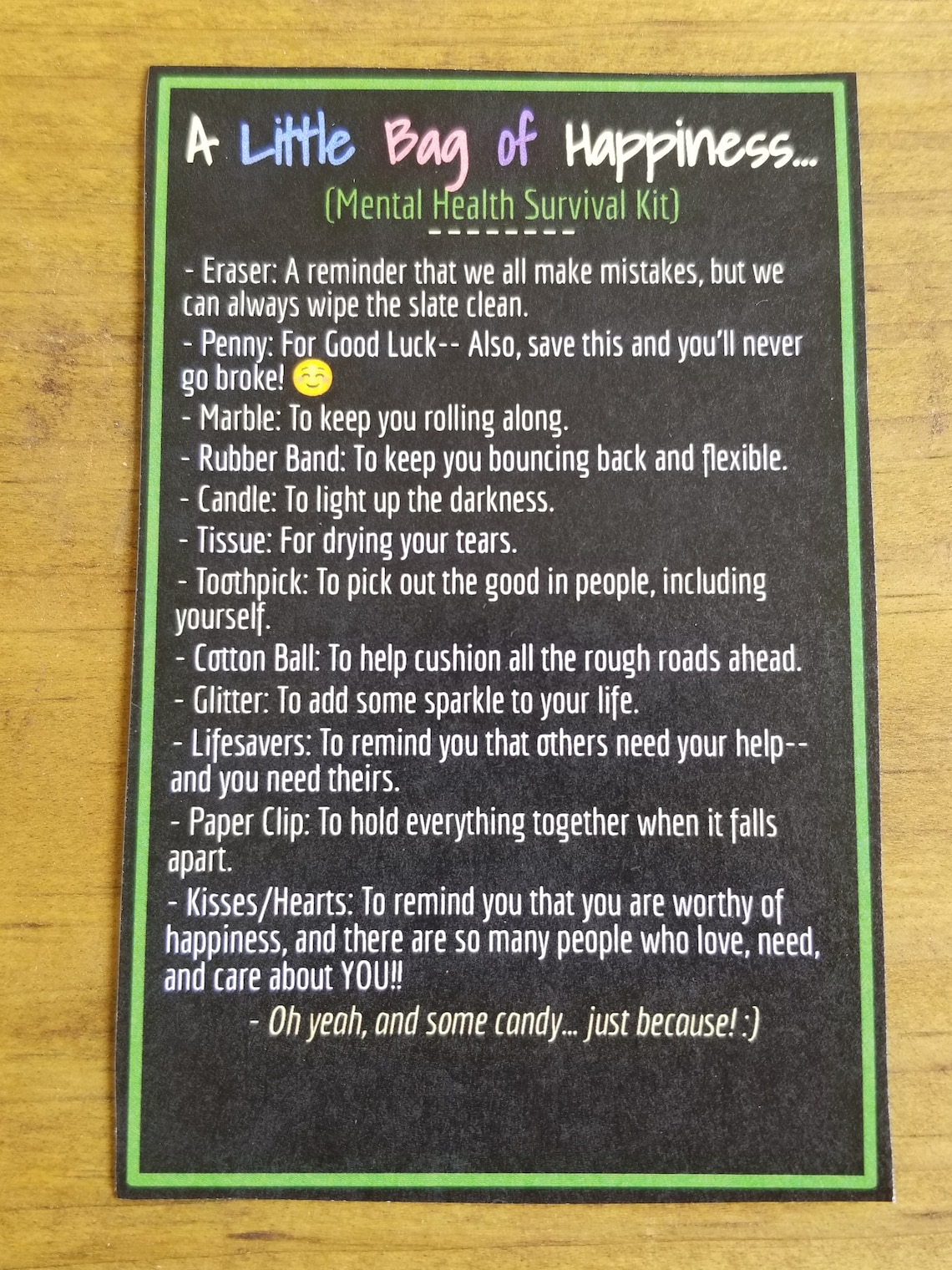Mental Health Survival Kit A Little Bag of Happiness Etsy