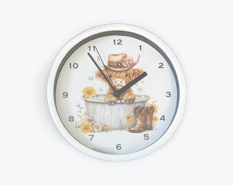 Bathroom Cow w/Boots 9" Wall Clock