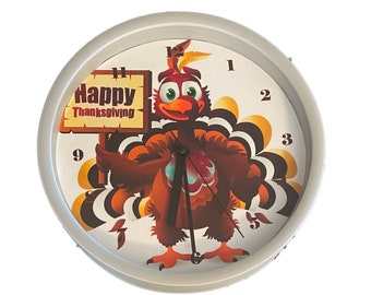 Happy Thanksgiving Turkey Gobbler 9" Wall Clock