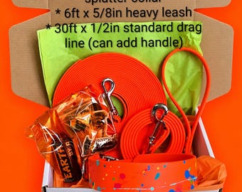 Neon orange splatter collar box