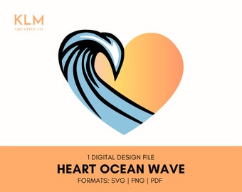 Heart Ocean Wave svg | Ocean Wave Clipart | Love Ocean svg | Heart Ocean Wave png | Ocean svg | Ocean Wave Heart
