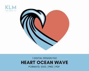 Heart Ocean Wave svg | Ocean Wave Clipart | Love Ocean svg | Heart Ocean Wave png | Ocean svg | Ocean Wave Heart
