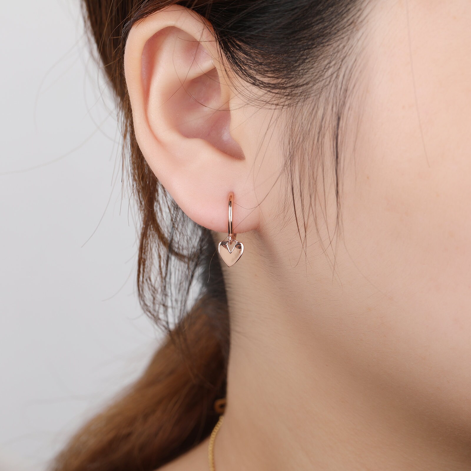 Heart Hoop Earrings, Heart Earrings, 925 Sterling Silver