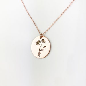 Birth Flower Necklace, Birth Stone Necklace, Birth Flower Jewelry, Birth Month Necklace, Birthflower Pendant, Birthday Gift, Bridesmaid Gift image 6