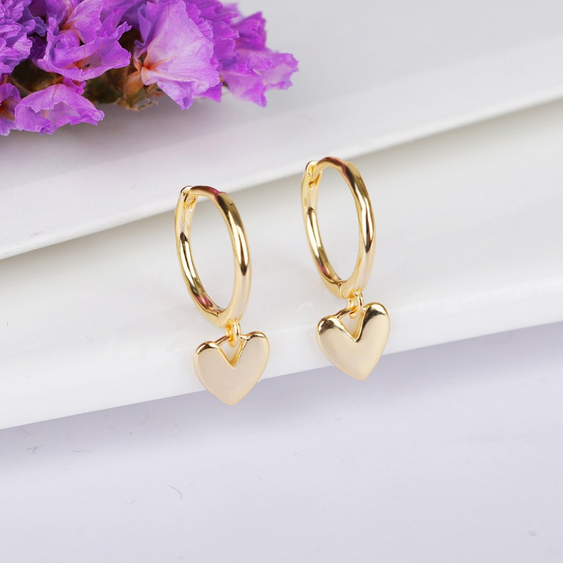 Heart Hoop Earrings, Heart Earrings, 925 Sterling Silver, Hoop Earring, Heart Hoops, Heart Jewellery, Small Hoop Earring, Minimalist Earring image 2