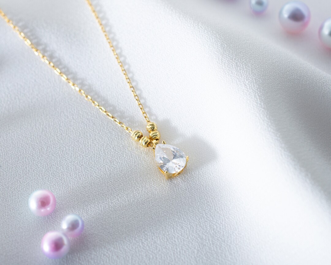 BIRTHSTONE APRIL NECKLACE WHITE GOLD main image 1