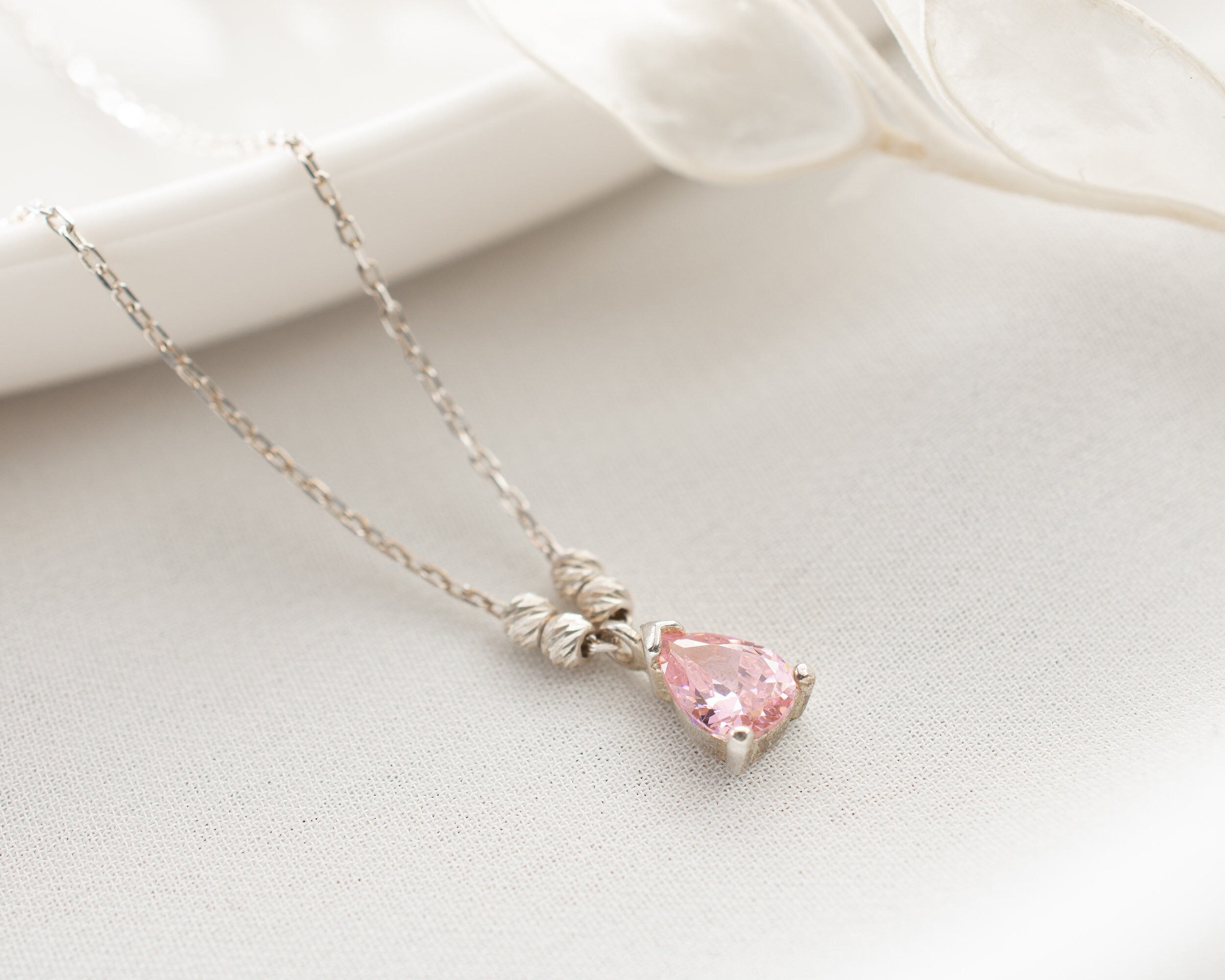 October Birthstone, Birthstone Necklace, Teardrop Necklace