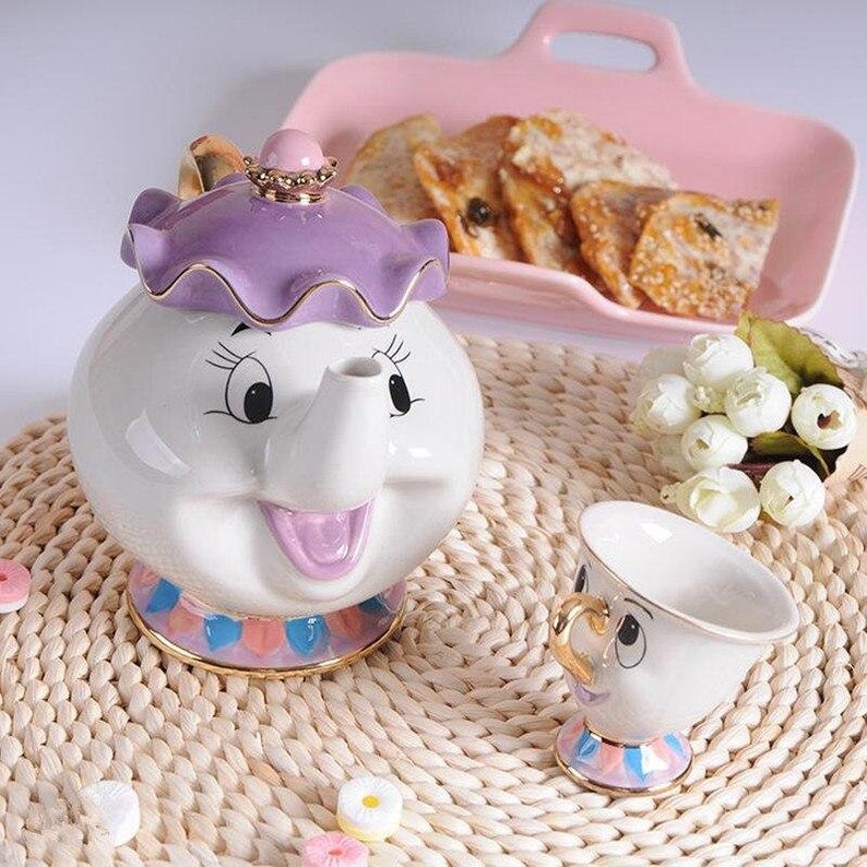 Beauty and the Beast Tea Set Ceramic Disney Mrs. Potts Chip Etsy