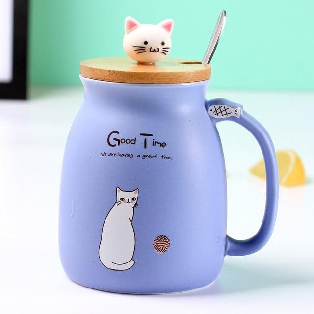 Good Time Cat Mug Insulated Coffee Mug Ceramic Heat | Etsy