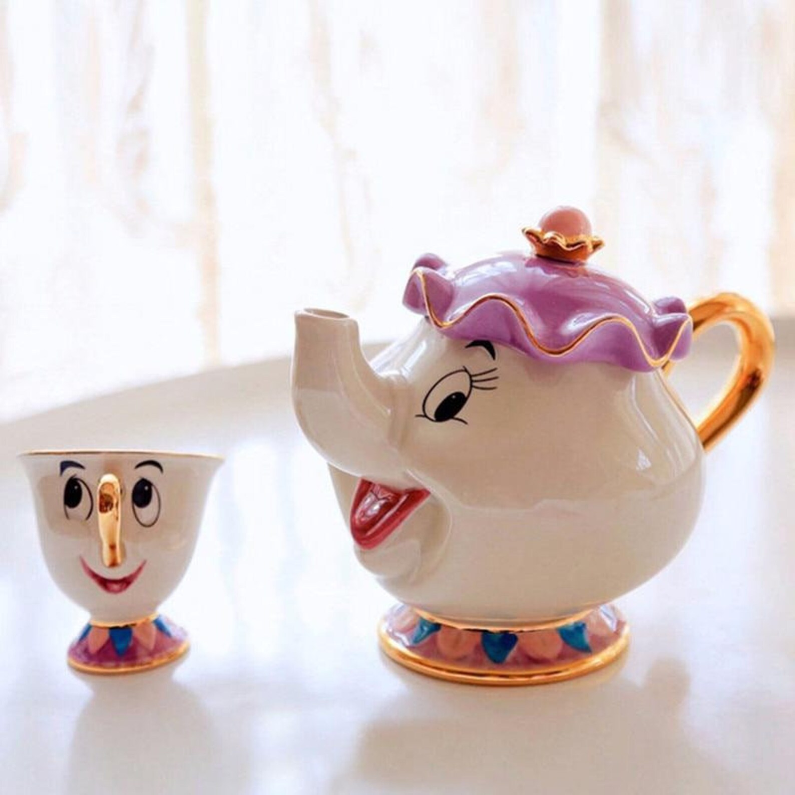 Beauty and the Beast Tea Set Ceramic Disney Mrs. Potts Chip Etsy