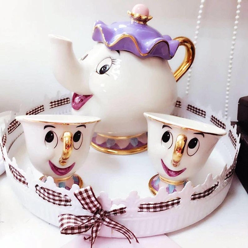 Beauty and the Beast Tea Set Ceramic Disney Mrs. Potts Chip Etsy