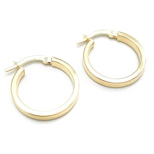 Yellow Gold Hoop Earrings, 14K Gold Hoop Earrings, Real Gold Women&#39;s Earrings, Shiny Gold Hoops, Polished Gold, Italian Handmade Earrings