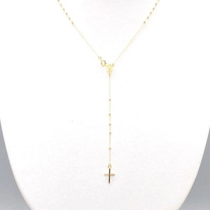 14K Yellow Gold Rosary Necklace, Beaded Rosary Necklace, Men’s and Women&#39;s Rosary Link Chain, Gold Rosary Necklace, Italian Necklace