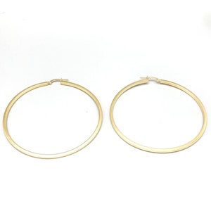 Large Yellow Gold Hoop Earrings, 18K Gold Hoops, Real Gold Women&#39;s Earrings, Shiny Gold Hoops, Polished Gold, Italian Handmade Earrings