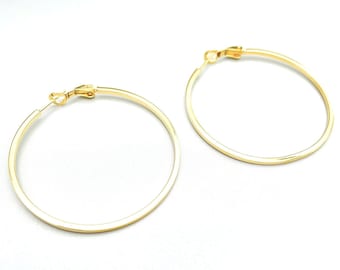 Yellow Gold Hoop Earrings, 14K Gold Hoop Earrings, Real Gold Women&#39;s Earrings, Shiny Gold Hoops, Polished Gold, Italian Handmade Earrings