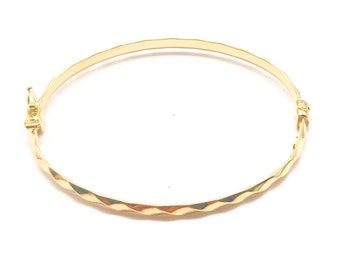 Gold Dainty Polished Bracelet, 14K Gold Bracelet, Real Gold Bangle Bracelet, Shiny Gold Bangle, Sparkling Bangle, Italian Bangle Bracelet