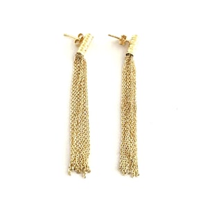 Yellow Gold Drop Earrings, 14K Gold Drop Earrings, Real Gold Women&#39;s Earrings, Shiny Gold Leverback Earrings, Italian Handmade Earrings