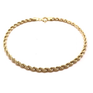 Yellow Gold Bracelet, 14K Gold Bracelet, Real Gold, Women&#39;s and Men’s Gold Bracelet, Rope Link Bracelet, Italian Bracelet, Handmade