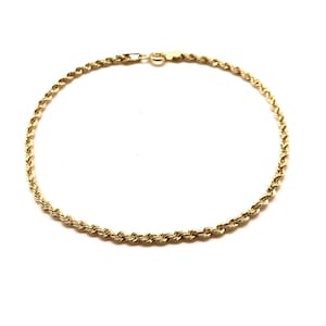 Yellow Gold Bracelet, 14K Gold Bracelet, Real Gold, Women&#39;s and Men’s Gold Bracelet, Rope Link Bracelet, Italian Bracelet, Handmade