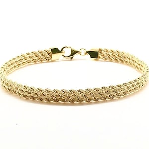 Yellow Gold Bracelet, 14K Gold Bracelet, Rope Link Bracelet, Real Gold, Bracelet for Women, Women&#39;s Gold Bracelet, Italian Handmade Bracelet
