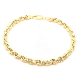 Yellow Gold Bracelet, 14K Gold Rope Link Bracelet, Real Gold, Bracelet for Men and Women,  14K Gold Bracelet, Italian Bracelet, Handmade