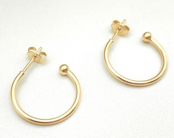 Yellow Gold Hoop Earrings, 14K Gold Hoop Earrings, Real Gold Women&#39;s Earrings, Shiny Gold Hoops, Polished Gold, Italian Handmade Earrings