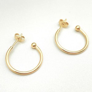 Yellow Gold Hoop Earrings, 14K Gold Hoop Earrings, Real Gold Women&#39;s Earrings, Shiny Gold Hoops, Polished Gold, Italian Handmade Earrings