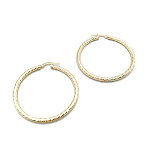 Yellow Gold Large Hoops, 18K Gold Hoop Earrings, Real Gold Women&#39;s Earrings, Shiny Gold Hoops, Hoop Earrings, Italian Handmade Earrings
