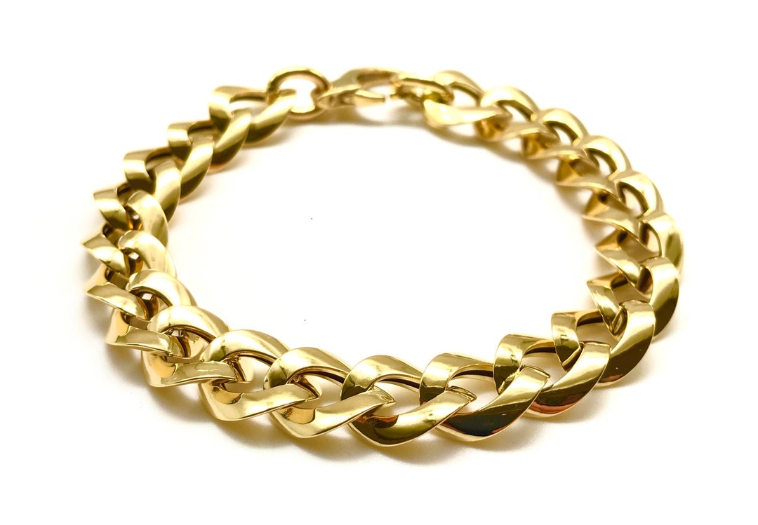 Yellow Gold Curb Link Bracelet 18K Gold Bracelet Real Gold Etsy