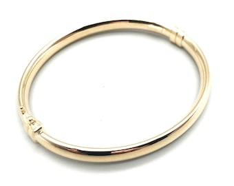 9K Yellow Gold Bangle Bracelet, Italian Polished Gold