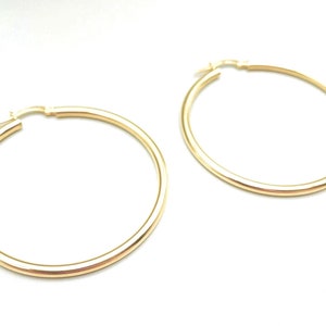 Yellow Gold Hoop Earrings, 14K Gold Hoop Earrings, Real Gold Women&#39;s Earrings, Shiny Gold Hoops, Polished Gold, Italian Handmade Earrings