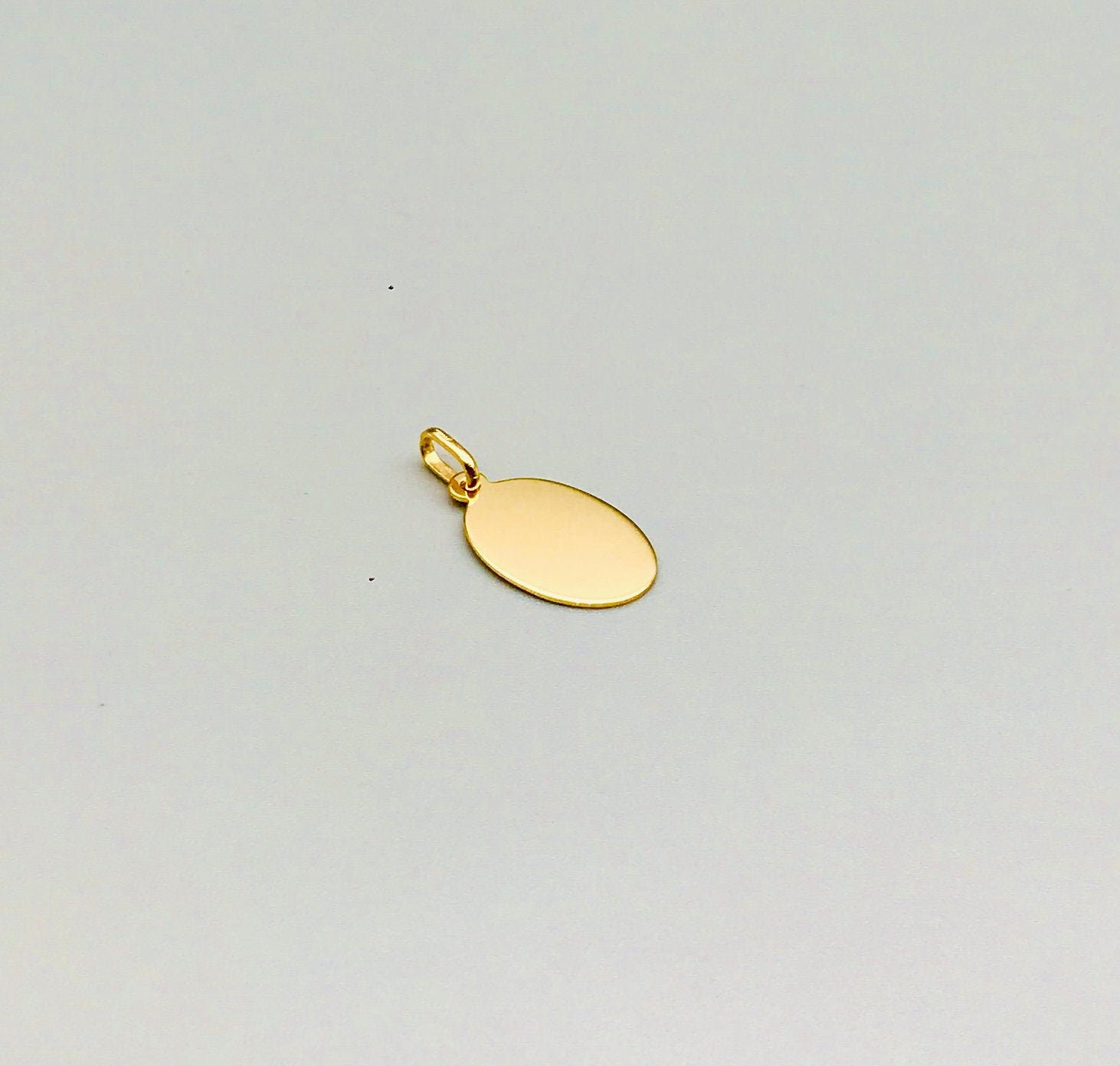 Yellow Gold Pendant 18K Gold Oval Pendant Real Gold Pendant Etsy