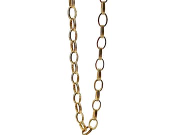 9K Yellow Gold Chain Necklace, Handmade Italian Jewelry