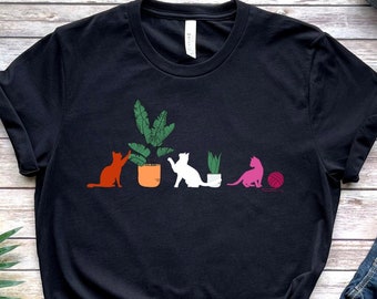 Lesbian Pride Flag T-shirt, Cats & Plants Tshirt, Subtle Lesbian Tee, Discreet LGBTQ Pride Month, Femme LGBTQIA, wlw LGBT Girlfriend Gift