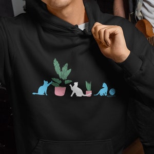 Transgender Hoodie, Cat Plant Gift, Trans Pullover Sweatshirt, Adult Gender Neutral, Subtle Pride Month, LGBTQ Gift, LGBT Hooded Sweater