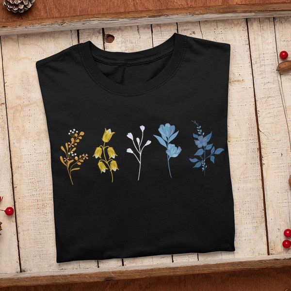 Aroace Wildflower Unisex T-shirt, Floral Aro Ace Flag Gift, Boho Aromantic Asexual Flowers, Subtle LGBTQ Pride Month, Adult Gender Neutral
