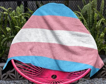 Transgender Beach Towel, Trans Flag Gift, LGBTQ Pride Month, ftm Tropical Summer Present, mtf Spring Break, Pool Towel, LGBT Visibility