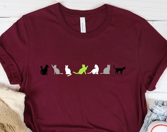 Camiseta de gatos sin género, camiseta con la bandera sin género, lindo regalo no binario, concienciación del mes del orgullo LGBT, regalo no binario, LGBTQ discreto, sin pronombres