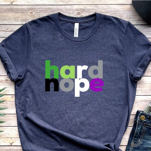 Funny Aroace T-shirt, Aro Ace hard nope Tshirt, Aromantic Asexual, Gender Neutral, Subtle Pride Month, Discreet LGBTQ, LGBTQIA Flag Gift