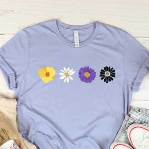Subtle Non Binary Flowers T-shirt, Floral Nonbinary Flag Gift, Subtle Enby Pride Month, Floral Non-binary Tee, LGBTQ Non Binary Tshirt