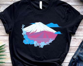 Trans Flag Shirt - Transgender Flag Nature - Mtf Trans Woman Pride - Cute Ftm Trans Man Clothing - Trans Girl Mountains T - LGBTQ Rights Art