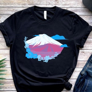 Trans Flag Shirt - Transgender Flag Nature - Mtf Trans Woman Pride - Cute Ftm Trans Man Clothing - Trans Girl Mountains T - LGBTQ Rights Art