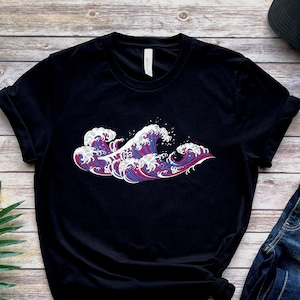 Bisexual T Shirt, Bi Flag Tshirt Gift, Japanese Art Tee, Subtle Pride Month, LGBT Adult Gender Neutral, LGBTQ Present, Queer Visibility
