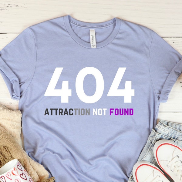 Funny Asexual T Shirt, Ace Flag Tshirt Gift, 404 Attraction Not Found Tee, Subtle Pride Month, LGBT Adult Gender Neutral, LGBTQ Present