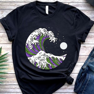 Genderqueer T Shirt, Gender Queer Flag Gift, Japanese Art Present, Nonbinary Gender Neutral, Discreet Unisex, Subtle Pride Month Parade