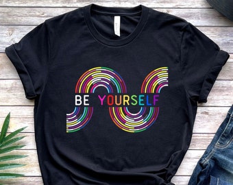 LGBTQ T Shirt, Be Yourself LGBT Flag Present, Pride Month Parade Gift, LGBTQIA+ Tshirt, Lesbian Gay Bisexual Transgender Queer Awareness